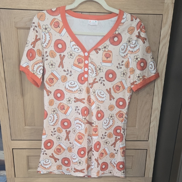 Playful Donut Patterned Pajama Top - Picture 1 of 6